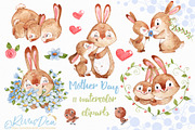 Bunny and Mom clipart set, an Animal Illustration by RivusArt (Thumbnail 1 of 2)