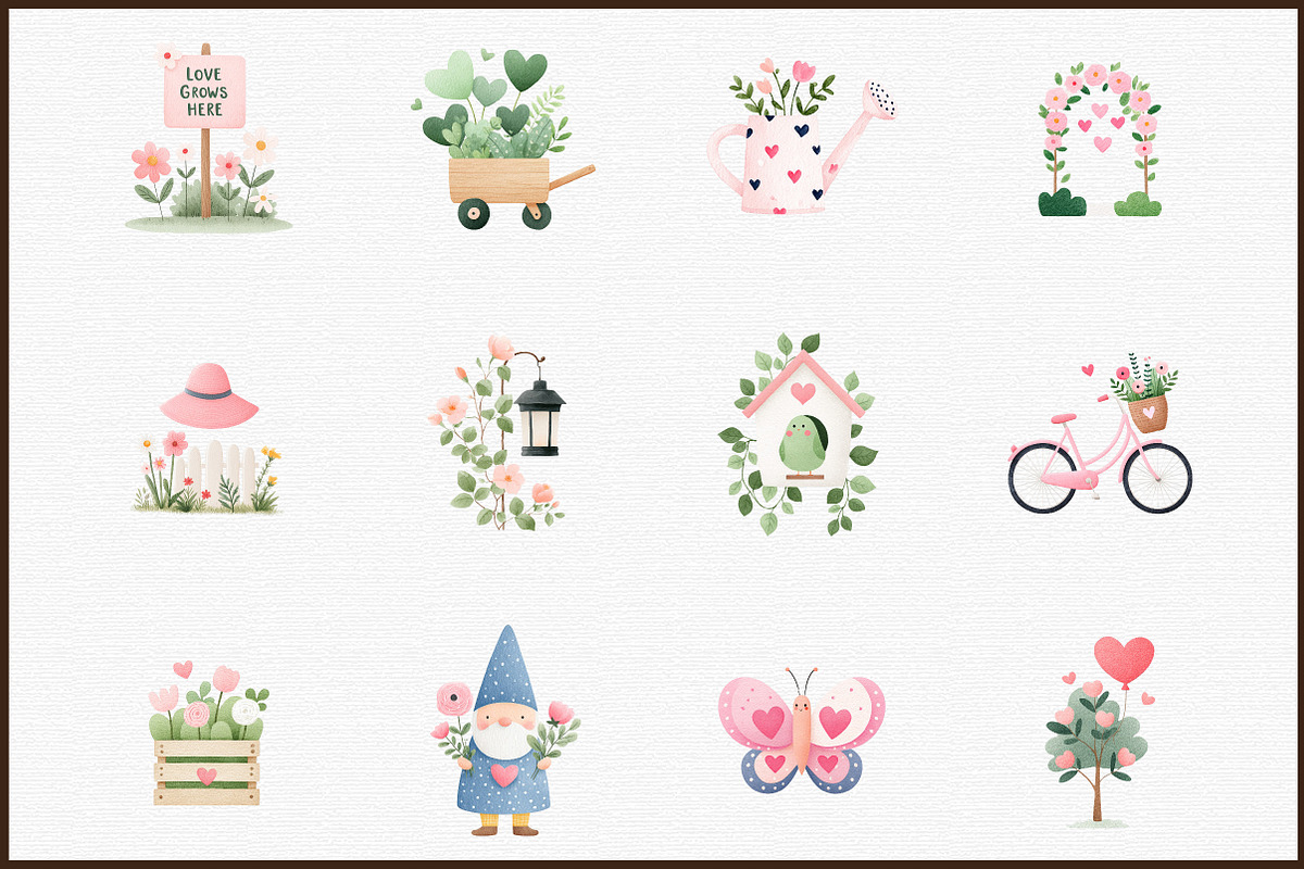 Valentine Clipart Romance Garden Png, an Illustration by Sublimation Artist (Photo 3 of 6)