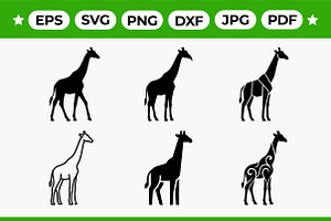 Giraffe Silhouette Vector Pack, an Object Graphic by Artonix