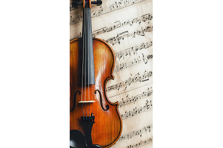 violin lies on top of sheet music, an Arts & Entertainment Photo by Lermont51