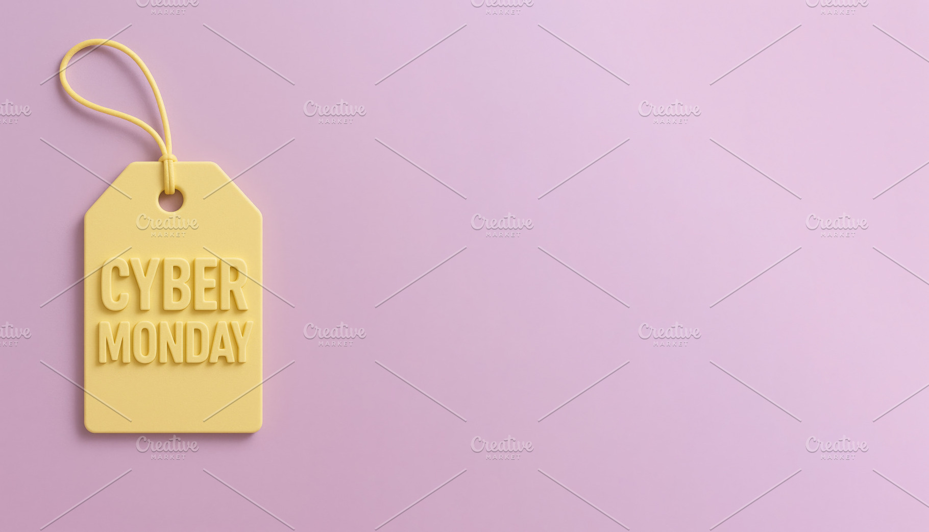 Cyber monday sale tag on pastel pink background, a Photo by Dvoevnore photos