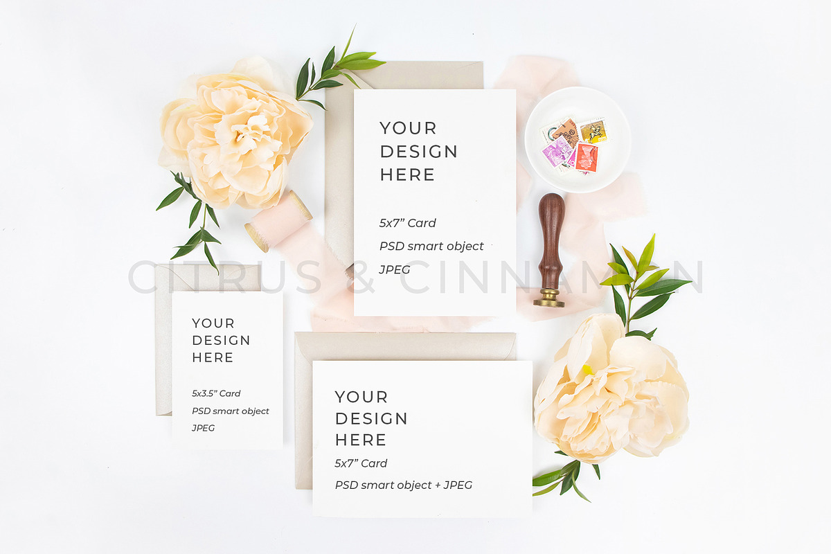 Wedding Invitation RSVP Mockup 1437, a Print Template by Citrus and Cinnamon