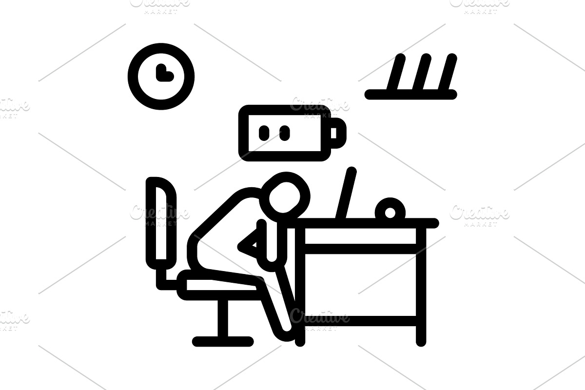 Lack chronic fatigue black icon, an Outline Icon by Creative priyanka