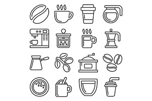 Coffee Icons Set On White Background