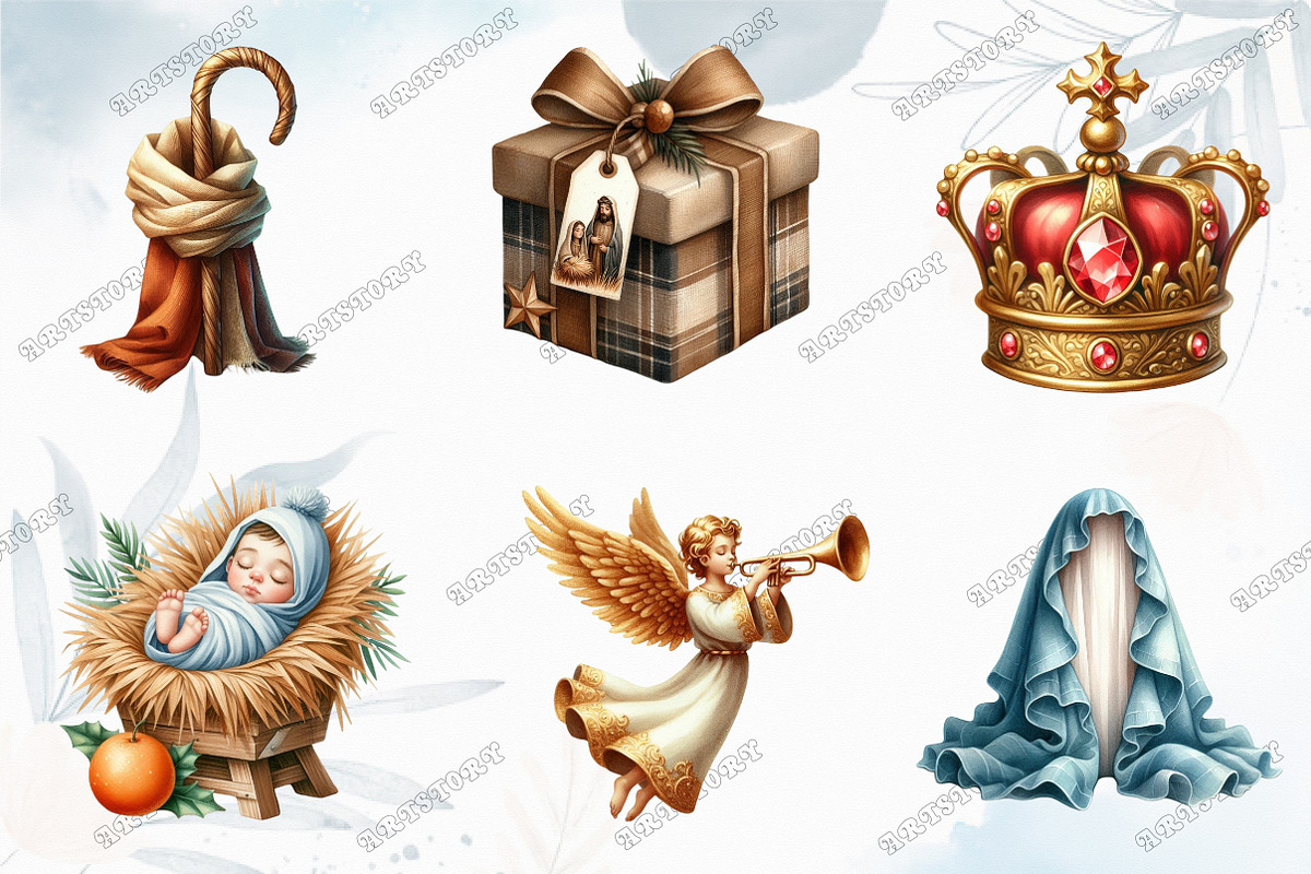 Cute Christmas Nativity Clipart Bund, a Graphic by designcity5 (Photo 2 of 5)