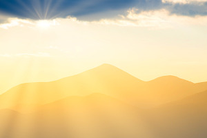 Beautiful sunset in mountains, a Nature Photo by Vapi