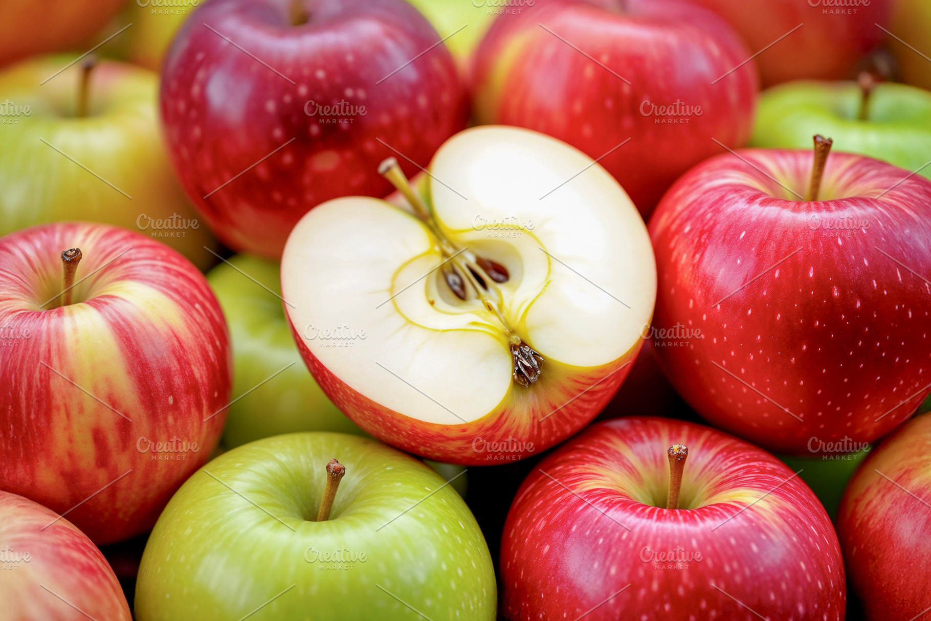 fresh red and green apples, a Photo by rarrarorro