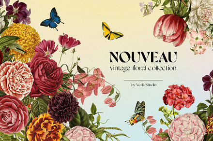 Vintage Floral Alphabet Flower Set, a Decorative Illustration by Veris Studio