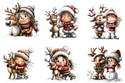 Winter girl and reindeer clipart, an Illustration by CreationArt (Thumbnail 2 of 5)