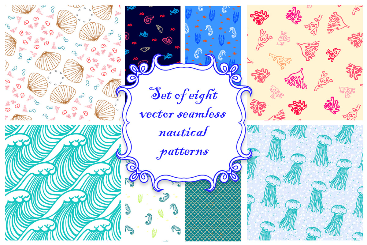 Set of vector nautical patterns