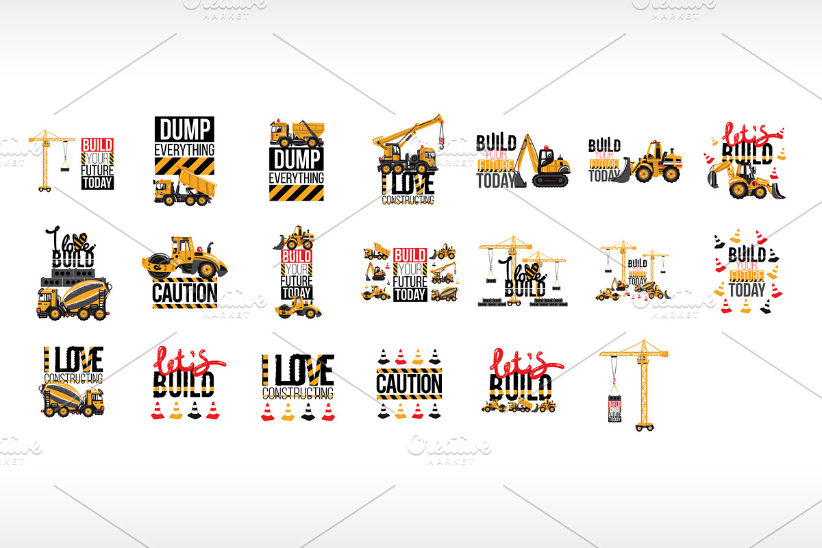Construction Machinery Icons & Cards, an Object Graphic by Sopelkin (Photo 2 of 2)