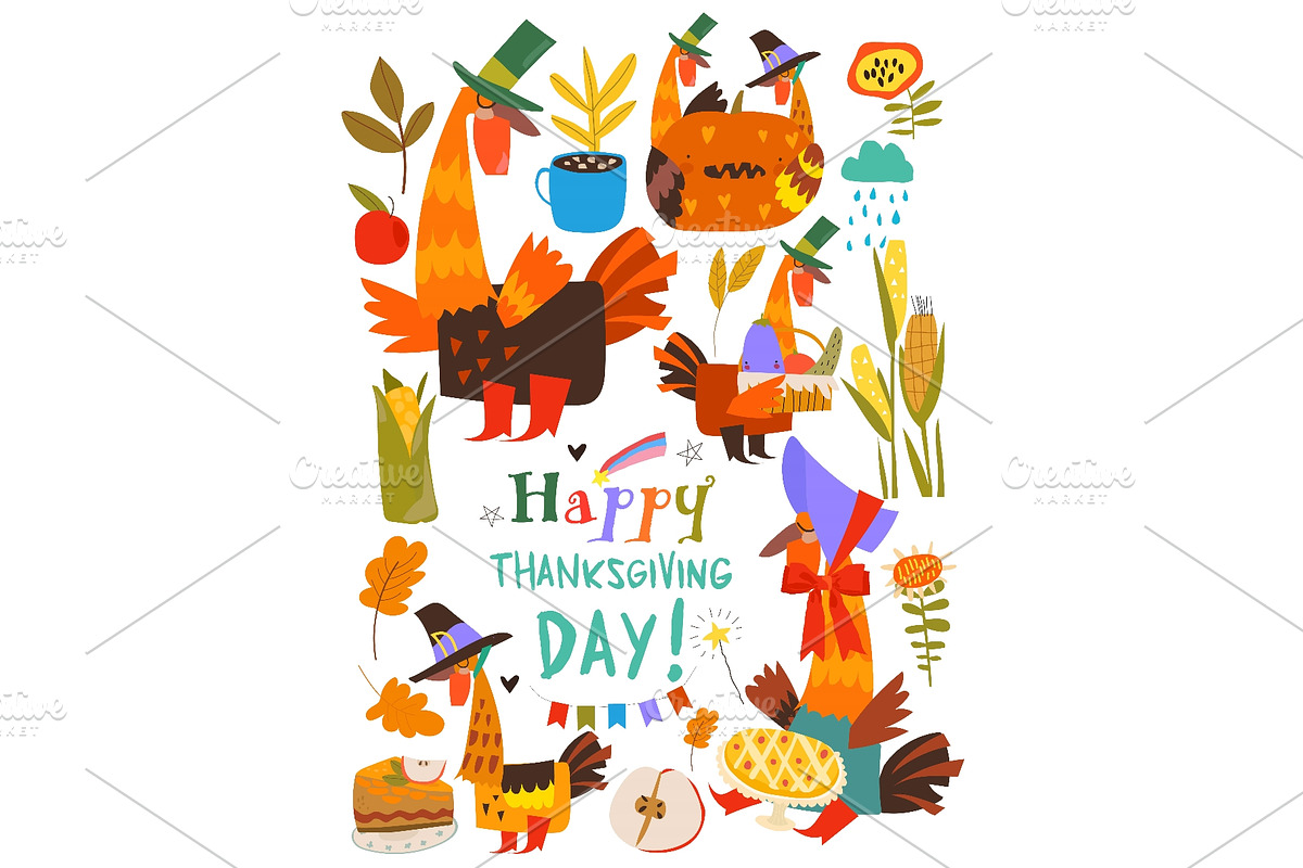 Cute Thanksgiving Set Composed of, an Animal Illustration by Maria Starus (Photo 1 of 3)