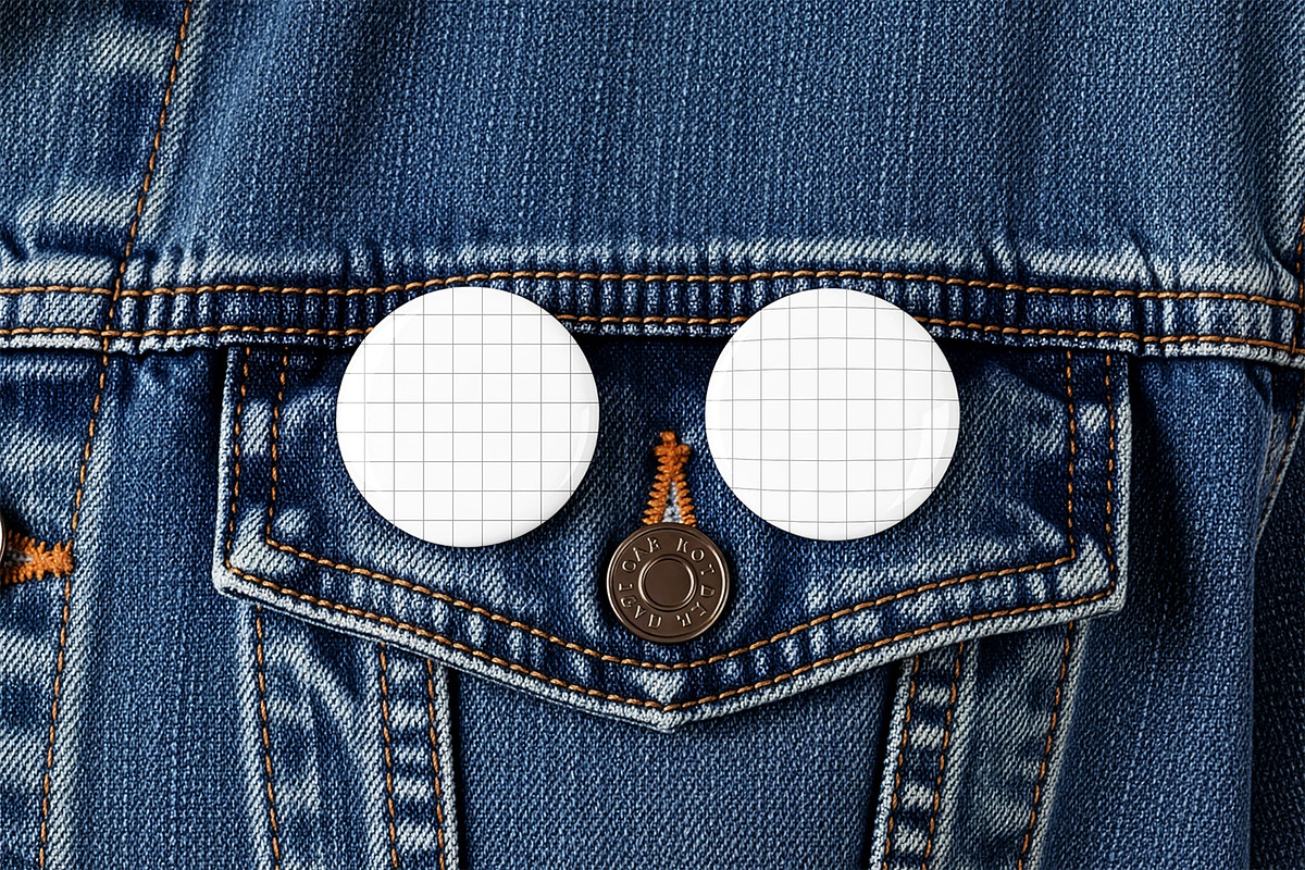 Pin Badge on Denim Mockup, a Merchandise Mockup by Nathatype (Photo 5 of 9)