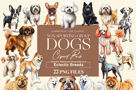 Non-Sporting Dogs Clipart Collection, an Animal Illustration by BrushstrokeArtGB
