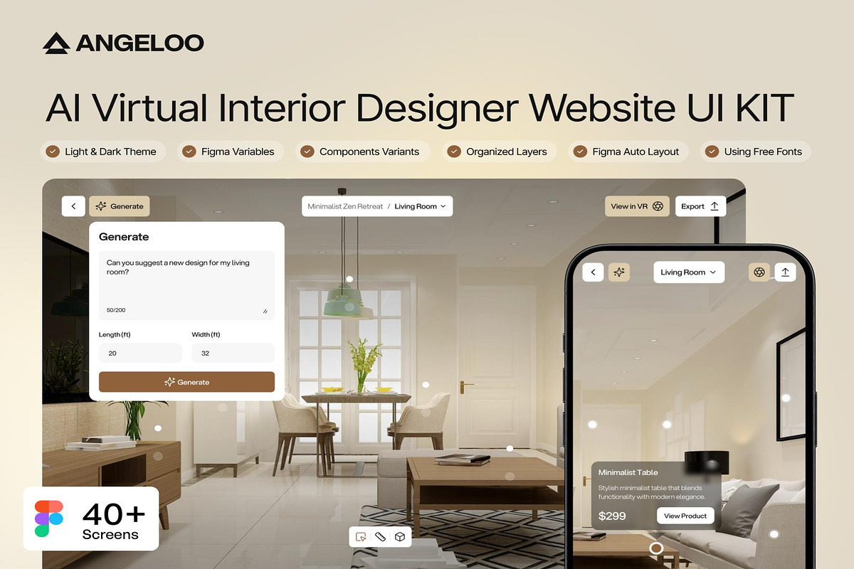 Angeloo AI Virtual Interior Designer, an UI Kit Template by Creative Perspective (Photo 1 of 7)