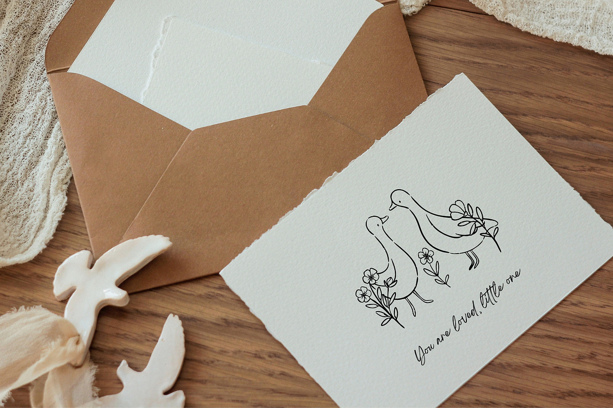 Line Art Cute Geese & Florals, an Animal Illustration by Jenteva Art (Photo 4 of 16)