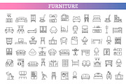 Set of outline furniture icons, an Object Illustration by Tettygreen (Thumbnail 1 of 3)