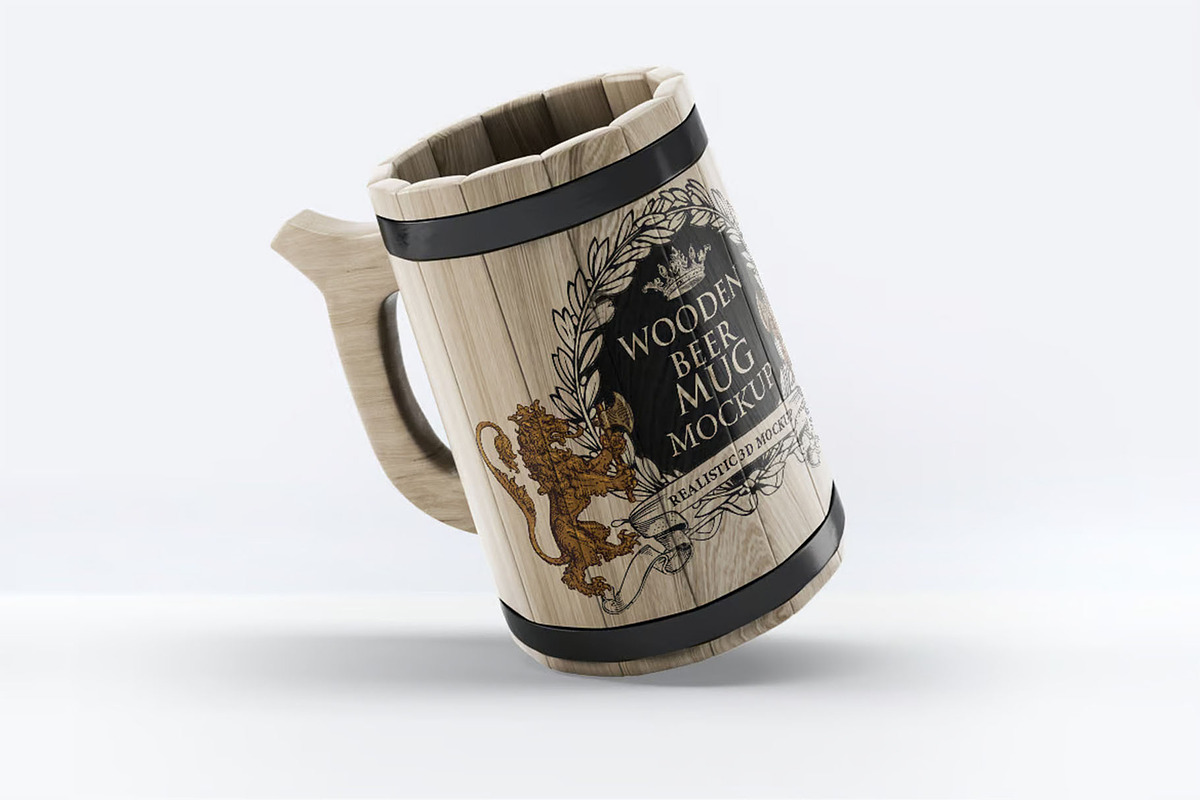 Wooden Beer Mug Mock-Up, a Product Mockup by DesignRushMarket (Photo 8 of 9)
