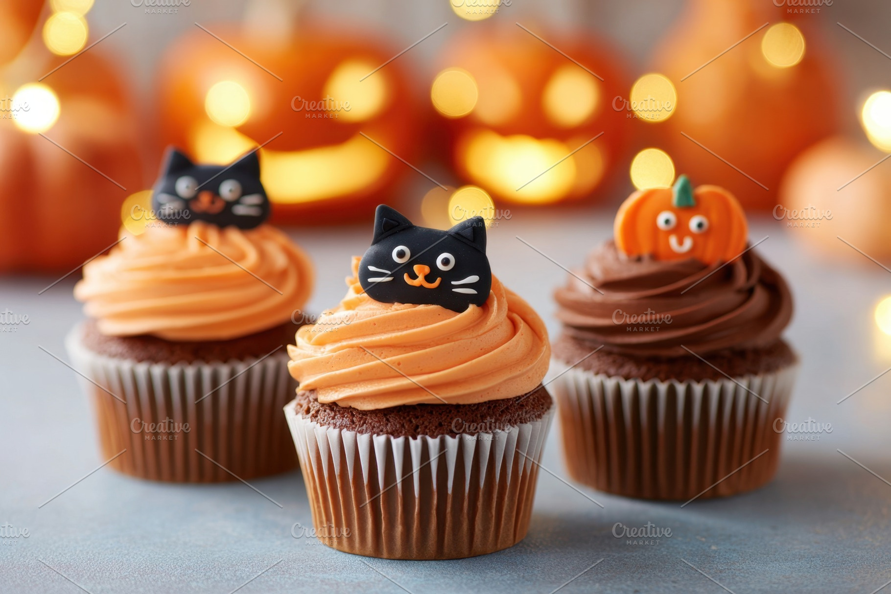 Festive cupcakes decorated for halloween holiday, a Food & Drink Photo by AlyaAnd
