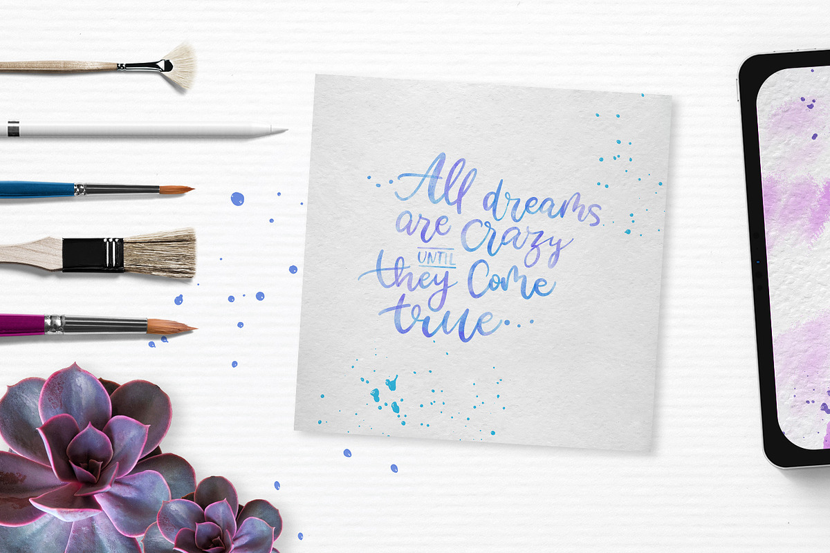 Watercolor Lettering kit - Procreate, a Brush Add-On by Gray Cat Graphics (Photo 7 of 9)