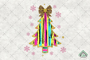 Coquette Glitter Christmas Tree PNG, an Illustration by Craft Nest