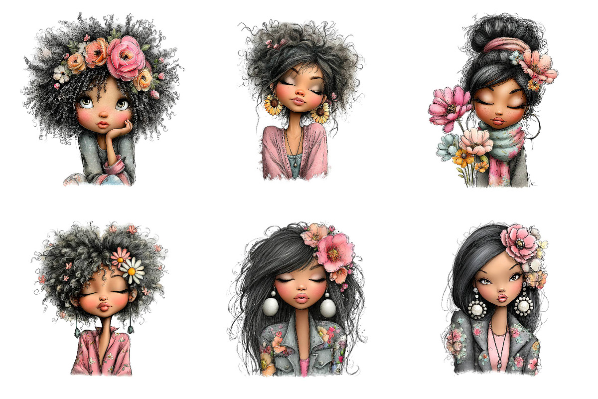 Spring Black Woman Clipart, an Illustration by CreationArt (Photo 5 of 7)