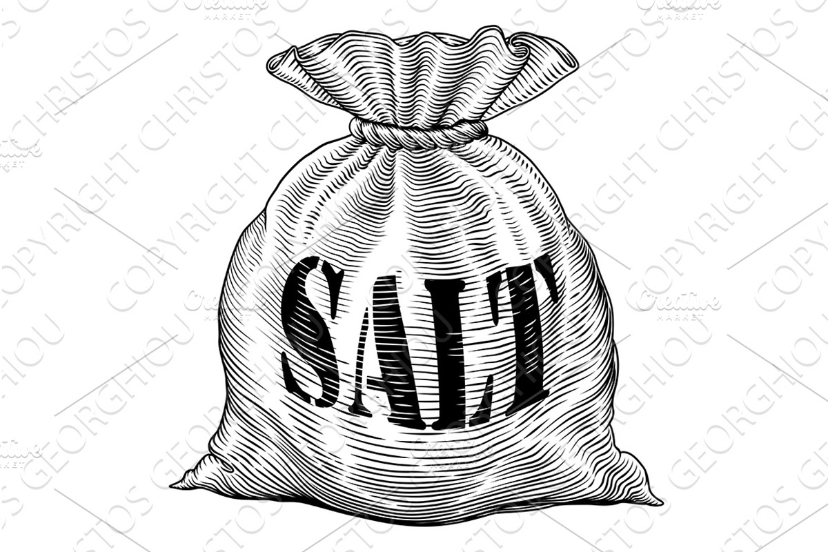 Sack Bag of Salt Concept in Vintage, an Object Illustration by Christos Georghiou