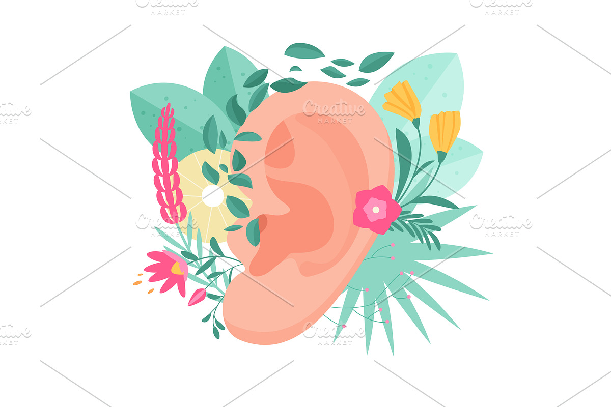 Hearing health care, audiology, an Object Illustration by Lemberg Vector