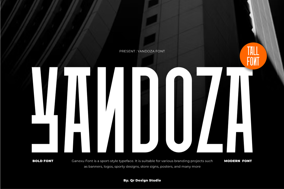 Yandoza - Modern Tall Font, a Sans Serif Font by QR Design Studio (Photo 1 of 8)