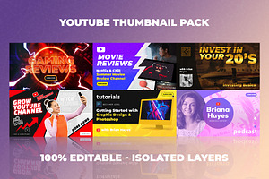 Youtube Thumbnail Templates Set 3, a Templates & Theme by PremadePixels.com