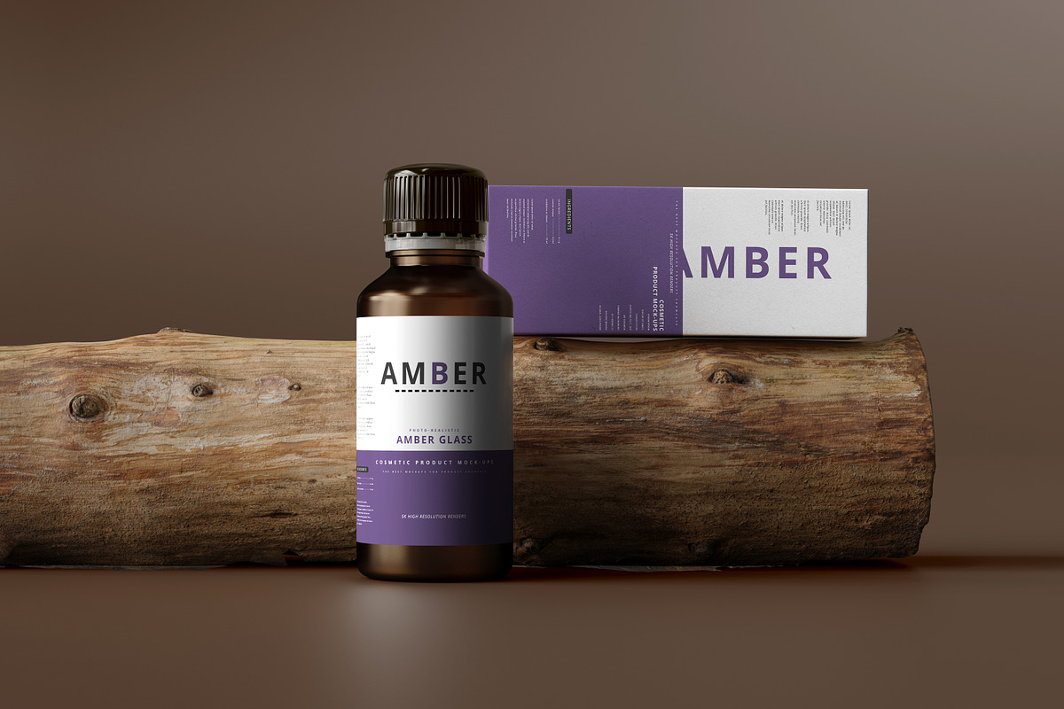 Amber Glass Bottle Mockup, a Cups & Container Mockup by pmvch (Photo 6 of 15)