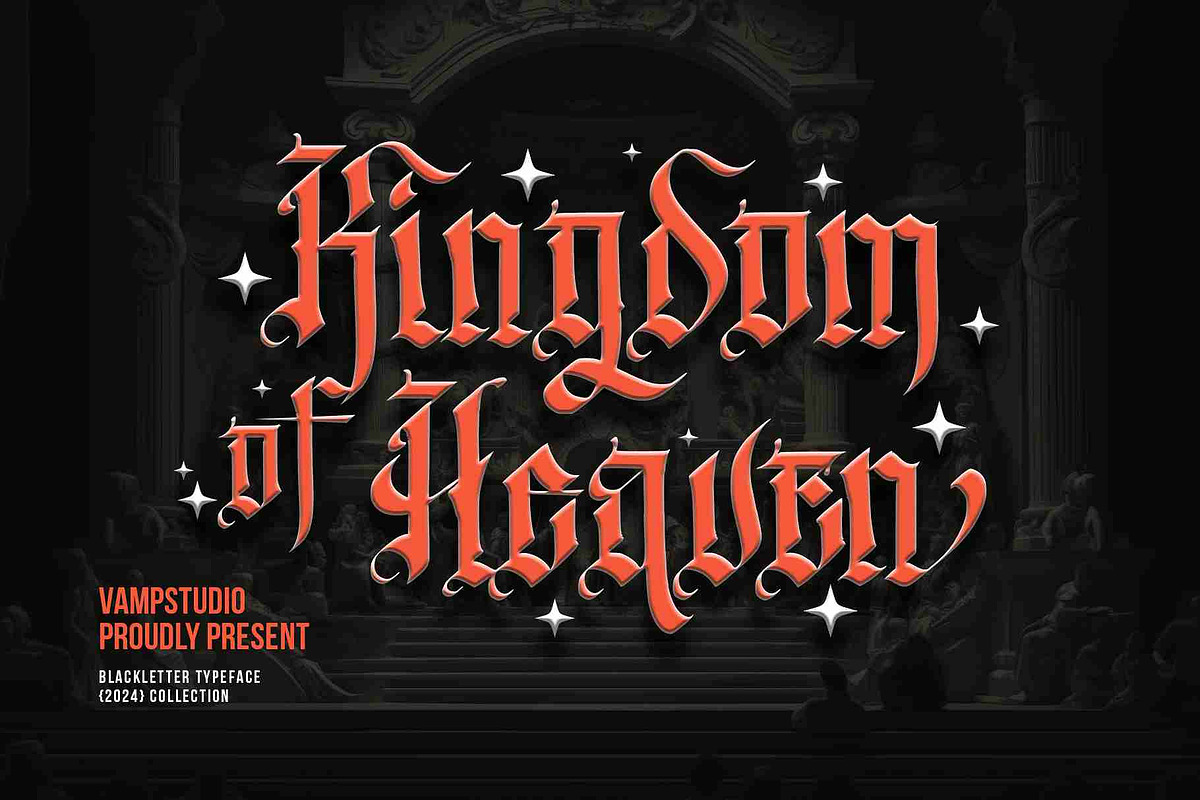Kingdom Of Heaven - Blackletter, a Blackletter Font by Vampstudio (Photo 1 of 13)