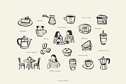 CAFÉ & COFFEE line art illustrations, a Food Illustration by Crocus Paperi (Thumbnail 2 of 8)