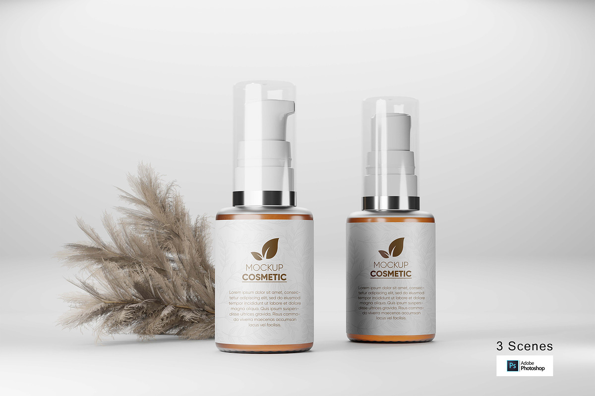 Cosmetic Pump Bottle Mockups, a Packaging Mockup by Alhaytar (Photo 1 of 3)