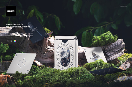 Nature Inspired Playing Cards Mockup, a Packaging Mockup by creatsy5