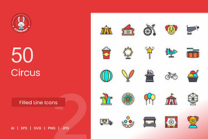 Circus Filled Line Icons, an Icon by IconBunny