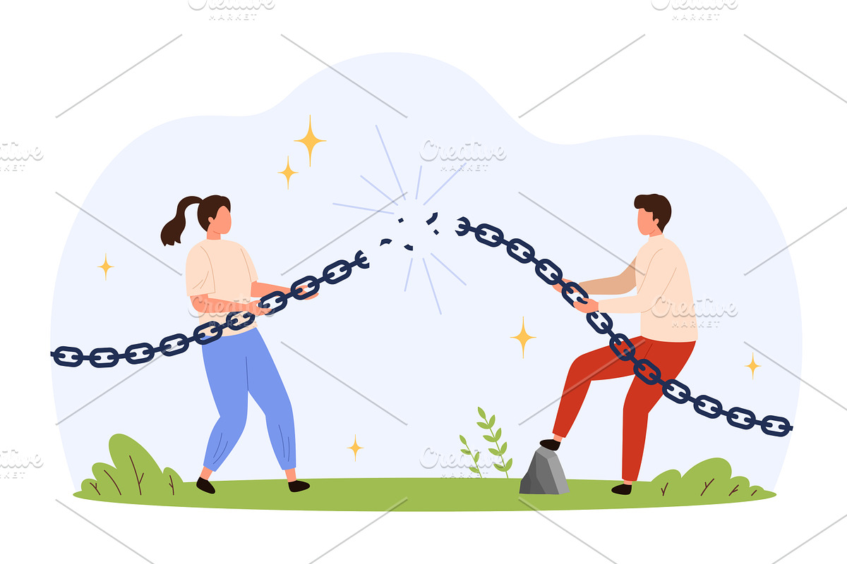 Breaking Chains Overcoming Barriers, a Person Illustration by Flashvector