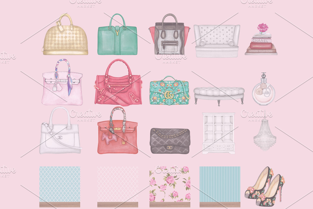 Ladies Luxury Bags walk-in closet, an Illustration by Whimseez (Photo 3 of 3)