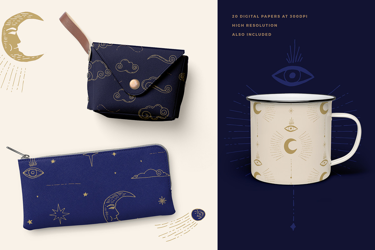 Celestial Patterns & Illustrations, a Pattern Graphic by Youandigraphics (Photo 4 of 14)