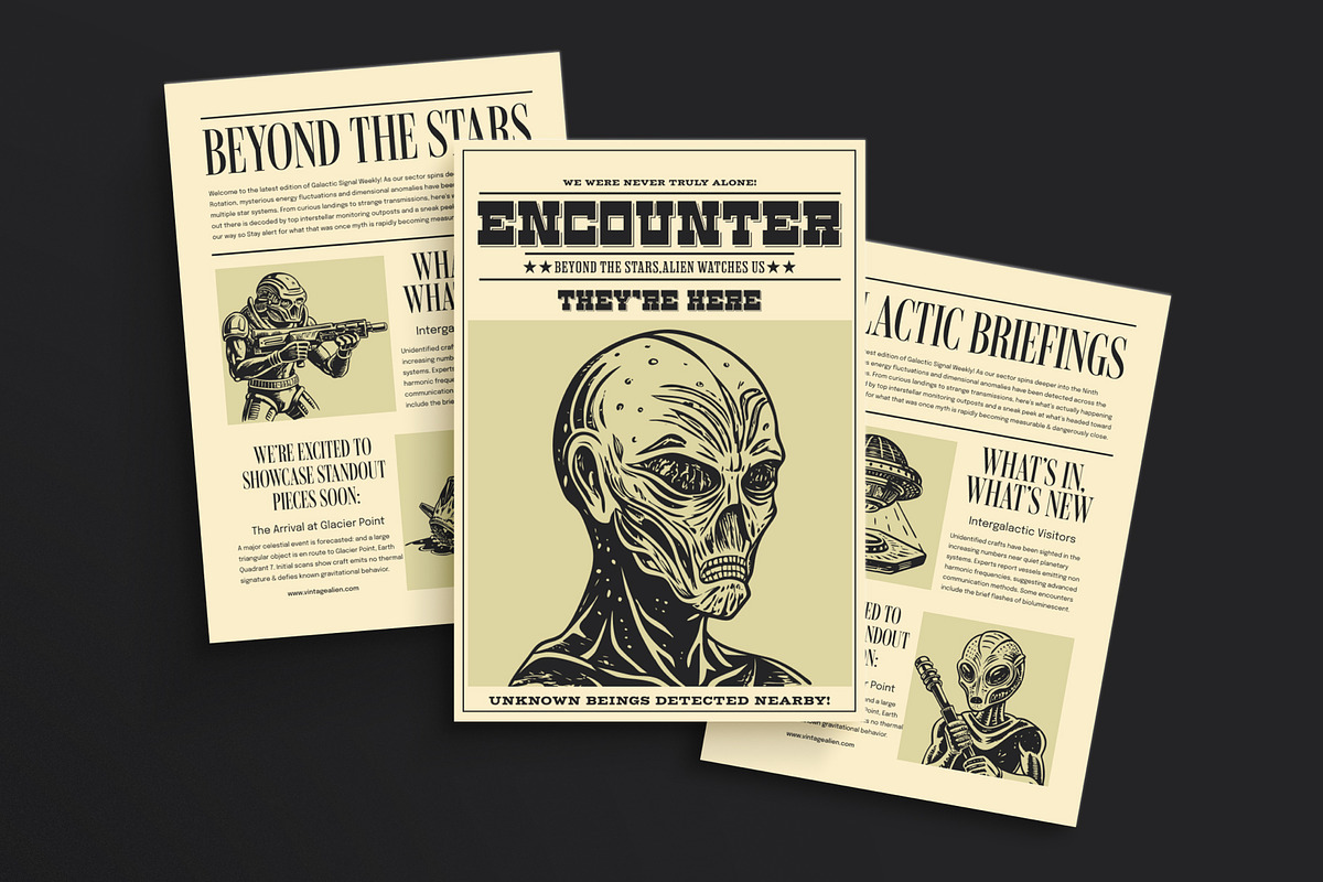 Vintage Alien Illustration Set, a Technology Illustration by Prosymbols (Photo 4 of 10)
