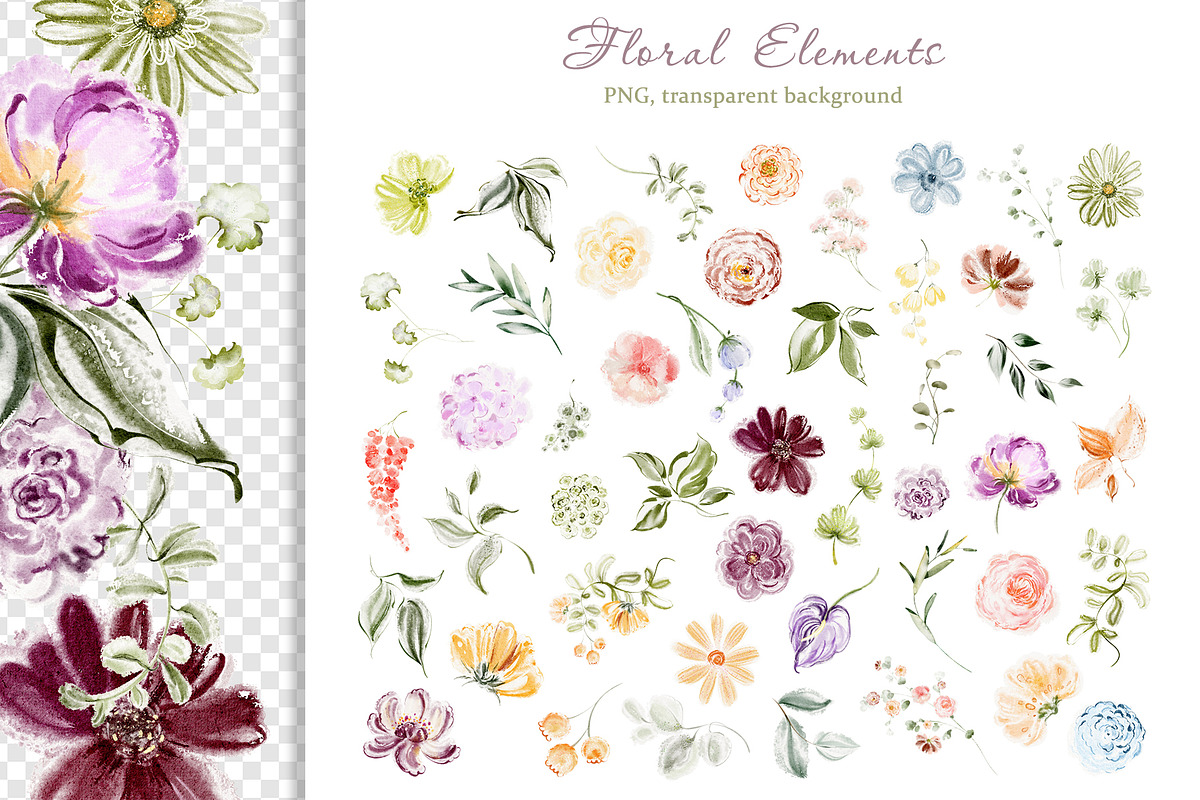 Summer Flowers Watercolor Clipart, a Decorative Illustration by LenArt (Photo 14 of 14)