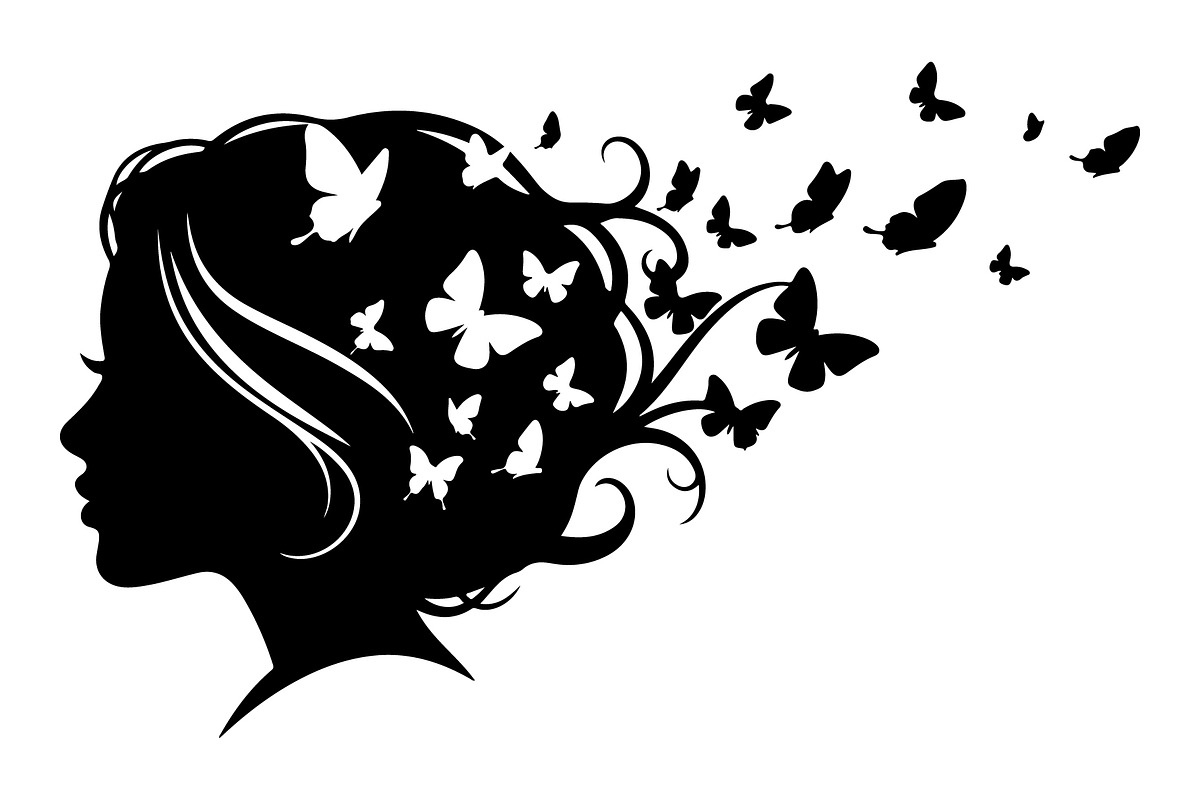Woman Butterfly Hair Silhouette, an Object Illustration by yasushie (Photo 21 of 31)