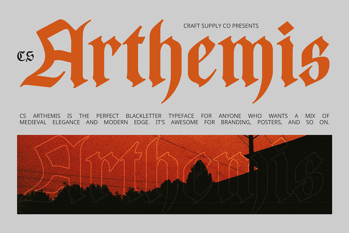 CS Arthemis – Blackletter Font, a Blackletter Font by Craft Supply Co. (Photo 1 of 8)