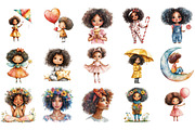 Cute Afro Girl Clipart Bundle, an Illustration by Designking (Thumbnail 2 of 5)