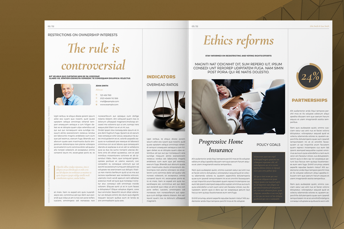 Law Newsletter Layout, a Brochure Template by Boris Cupac