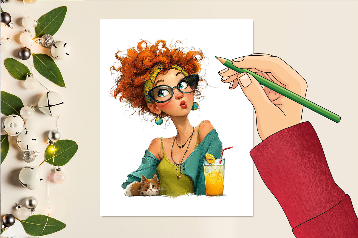 Quirky Valentine's Girl Clipart, an Illustration by DreamCafeArt (Photo 5 of 6)