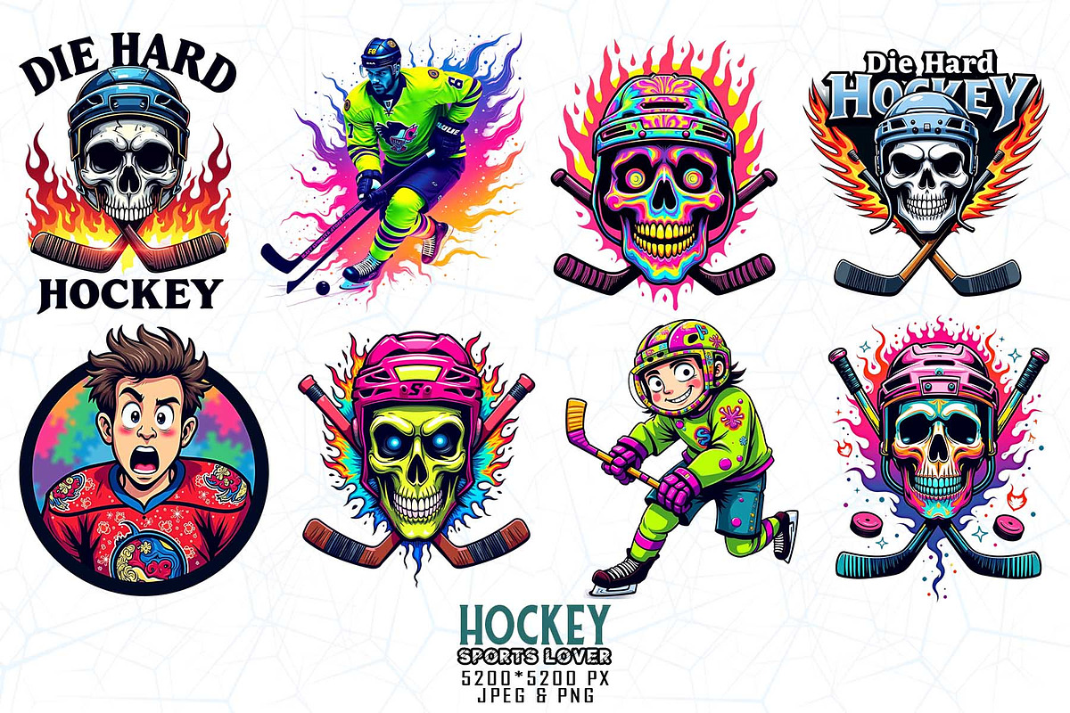 100 Retro Vintage Hockey Skull PNG, an Illustration by Sofia's Fashion (Photo 8 of 11)