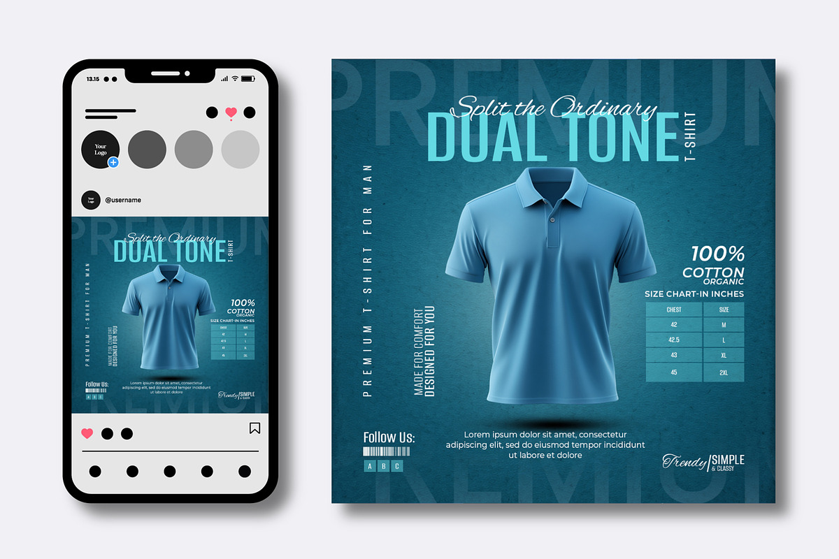 Dual Tone T Shirt Social Media Post preview 2
