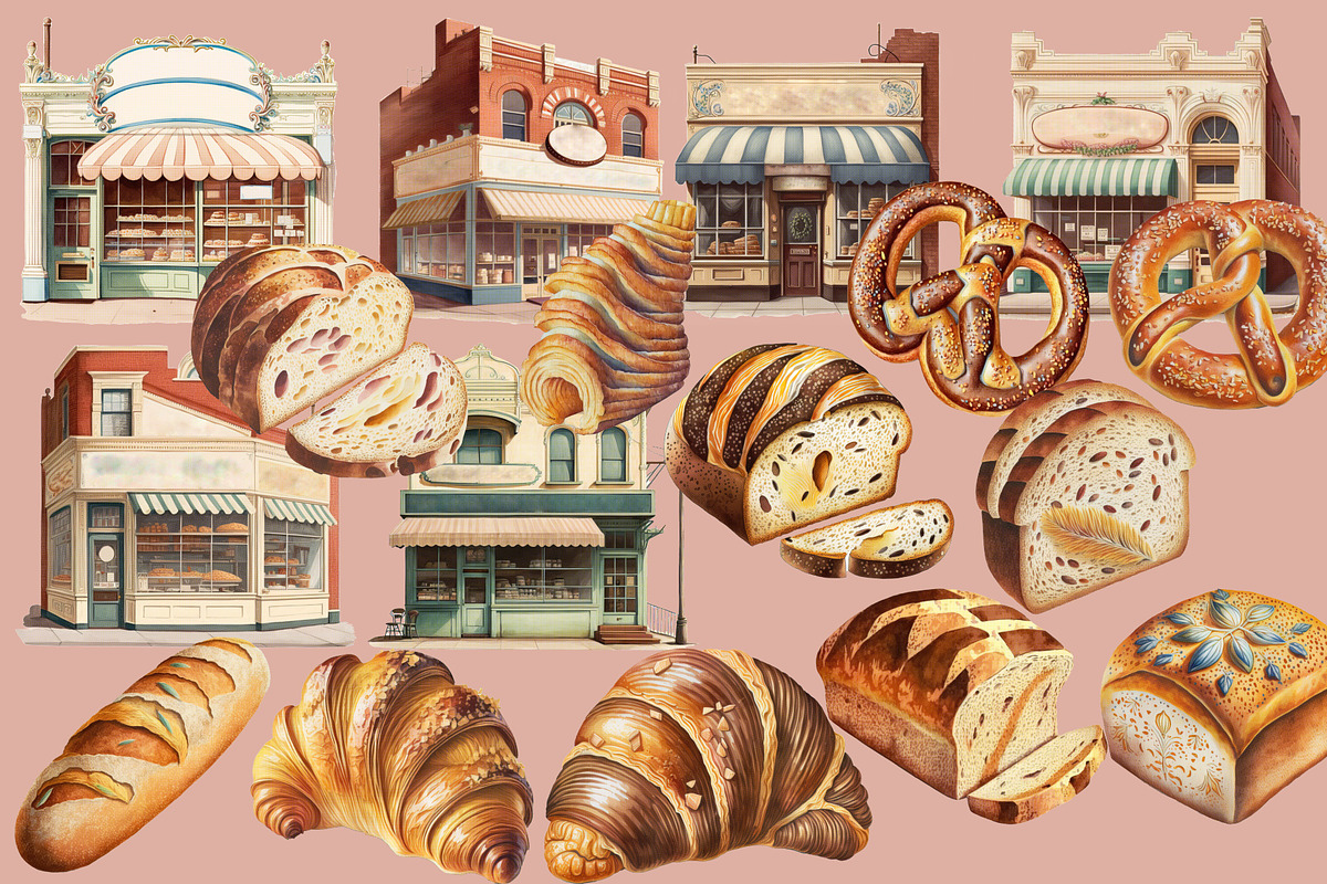 The Bakery- Vintage Mini Collage Kit, a Graphic by Craftsy Crafters (Photo 3 of 6)