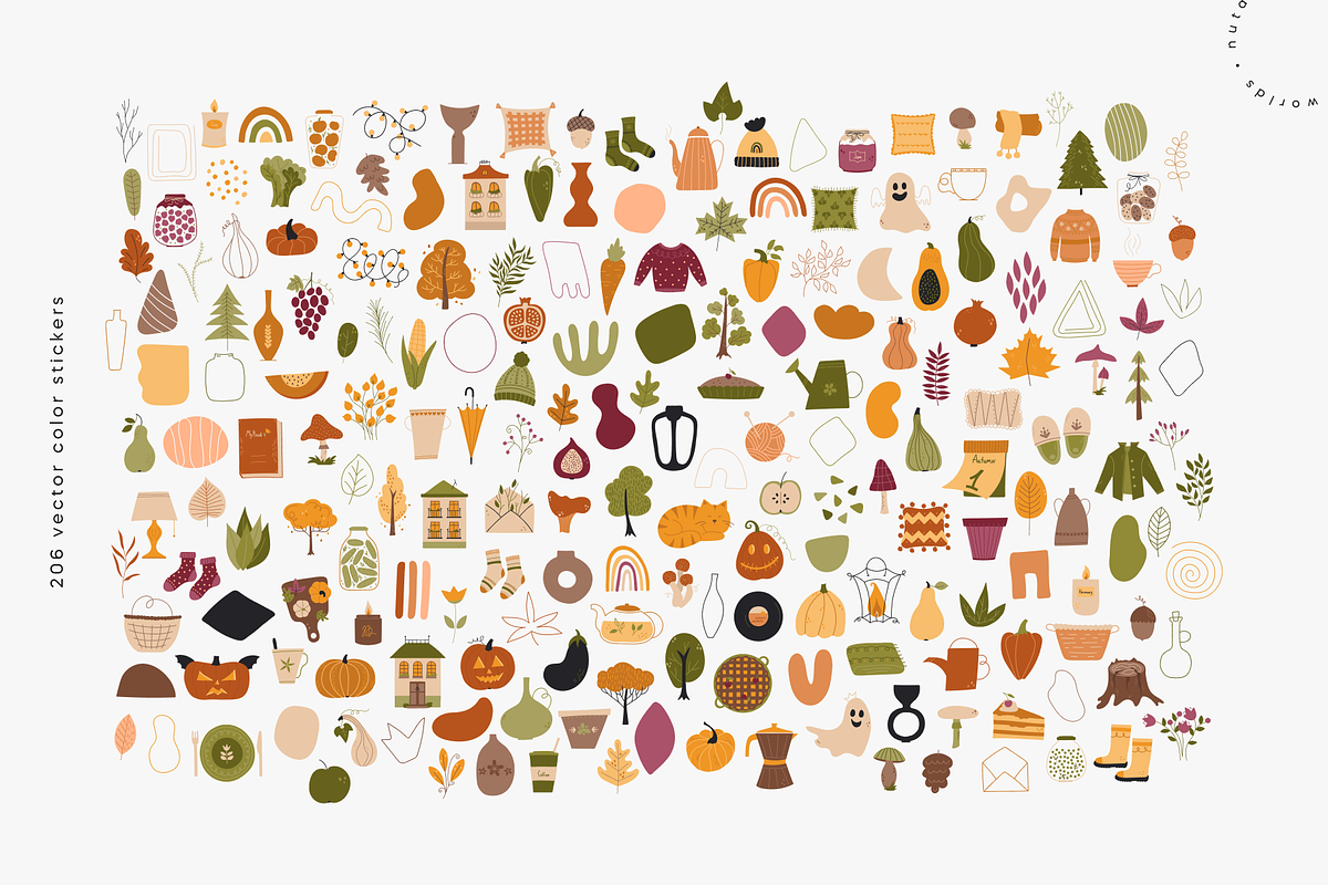 Cozy Autumn | Vector Stickers Pack, an Object Illustration by Nutalin Art (Photo 3 of 16)